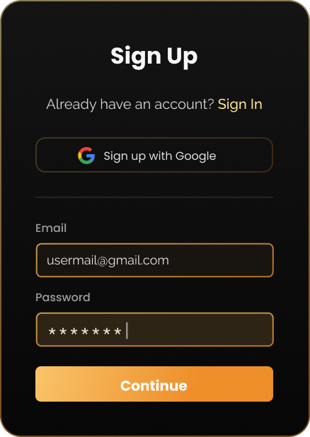 Thirdparty emailpassword form with email and password entered