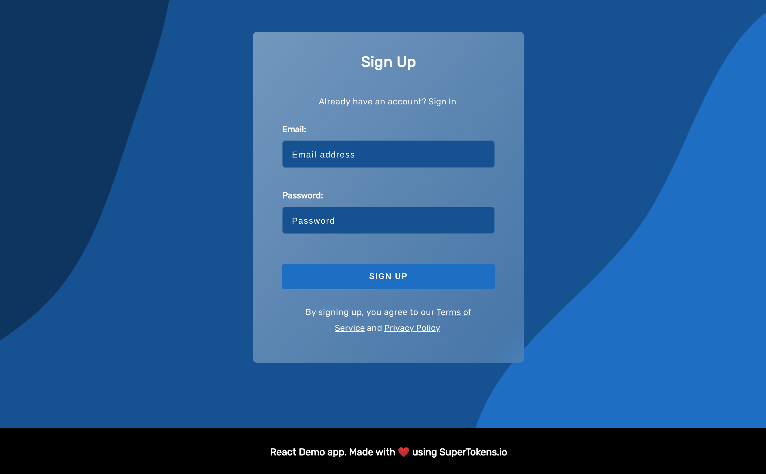 Prebuilt sign up form in Hydrogen theme