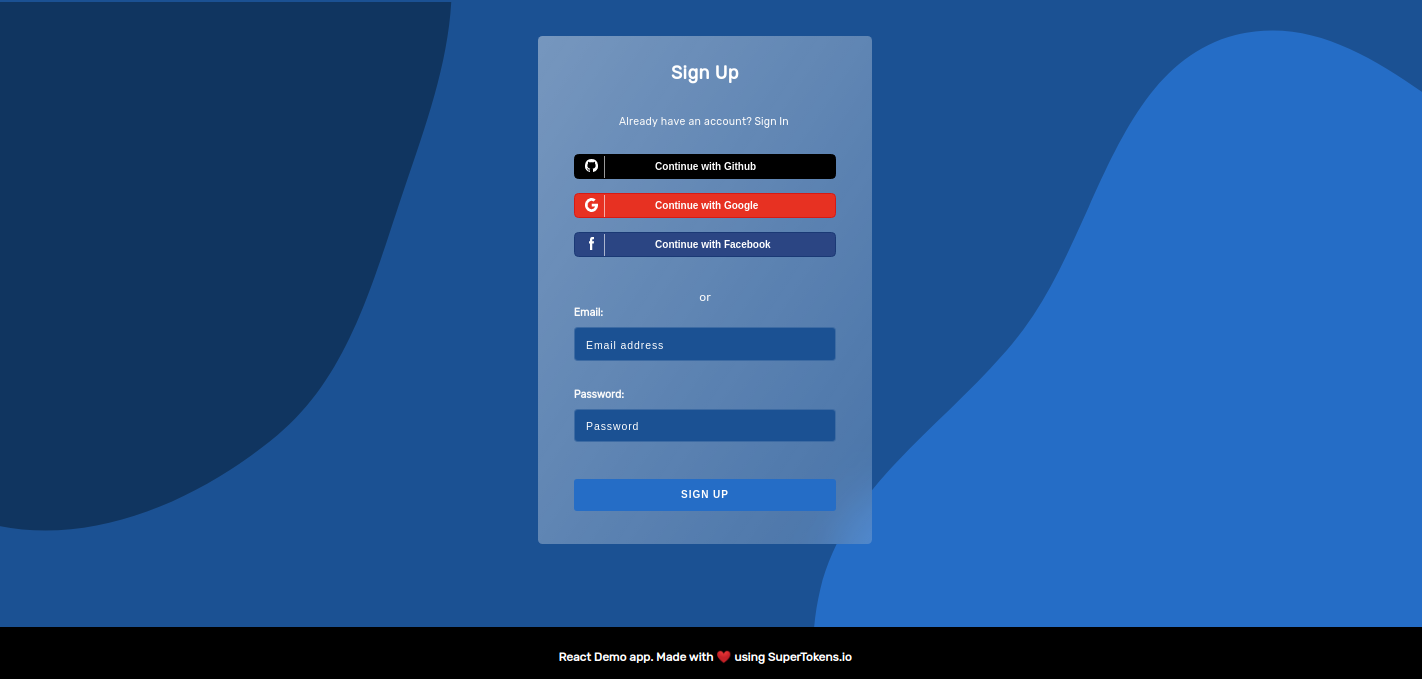Prebuilt sign up form in Hydrogen theme