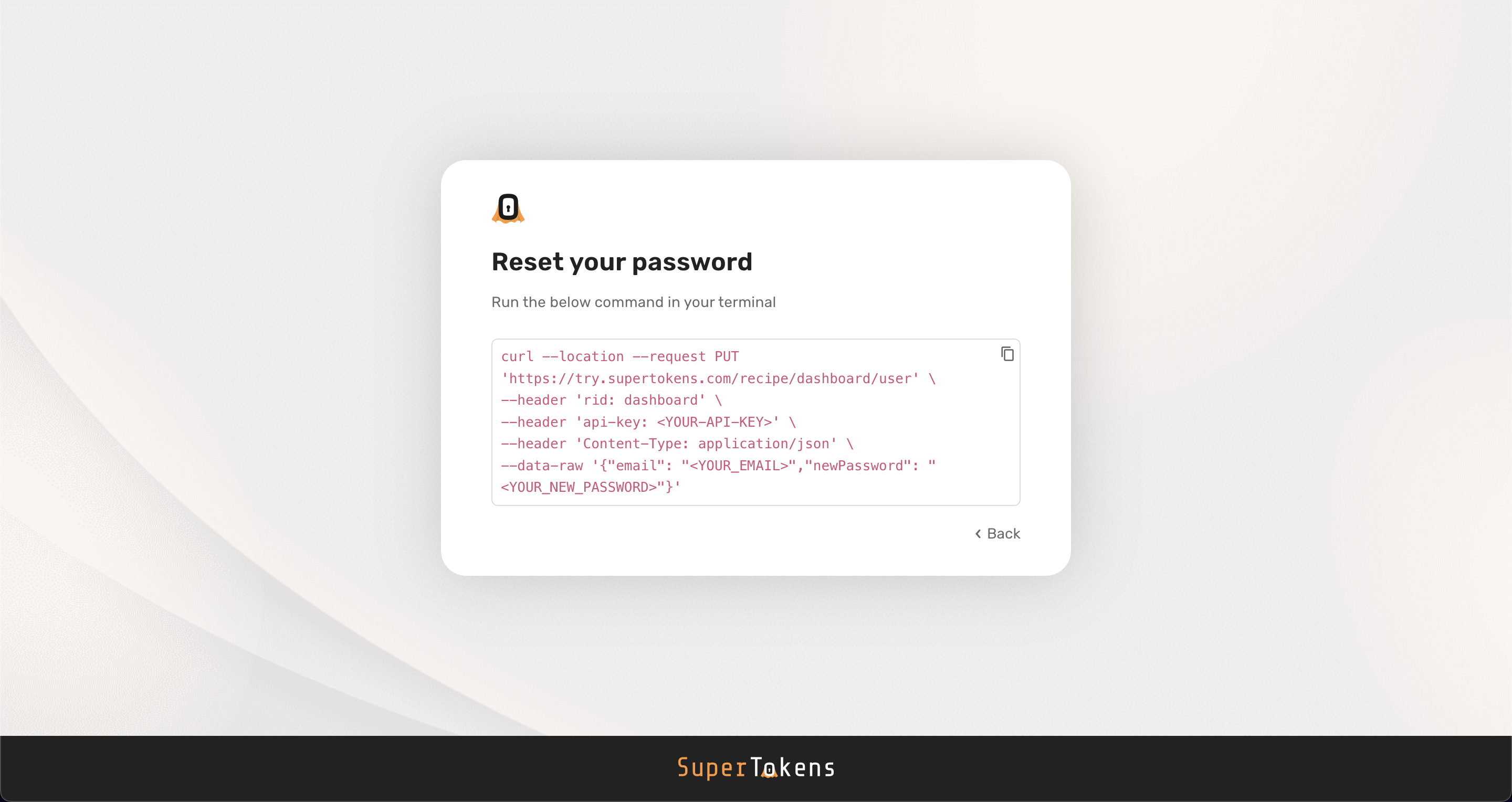 Reset your password screen UI