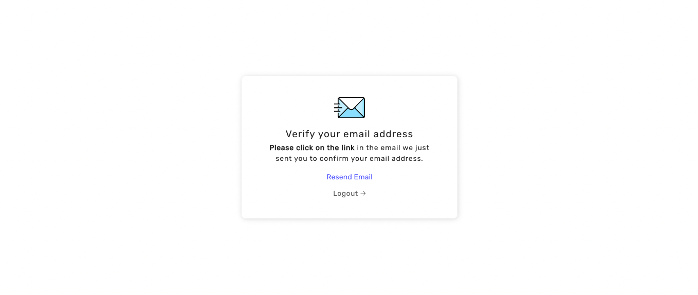 Email verification email sent