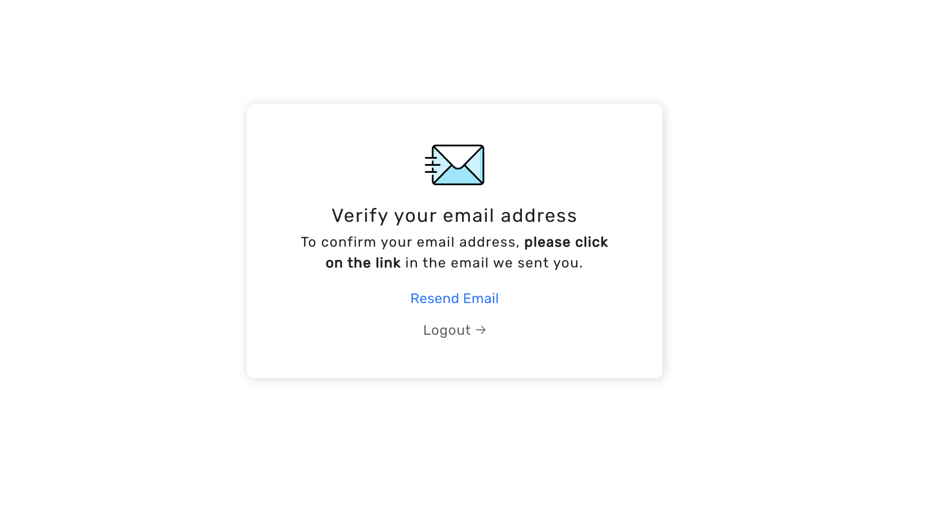 Email verification UI when the link in email is not clicked