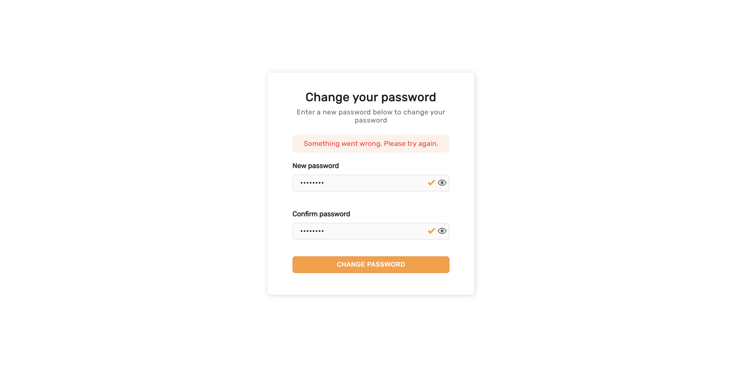 Enter new password general error
