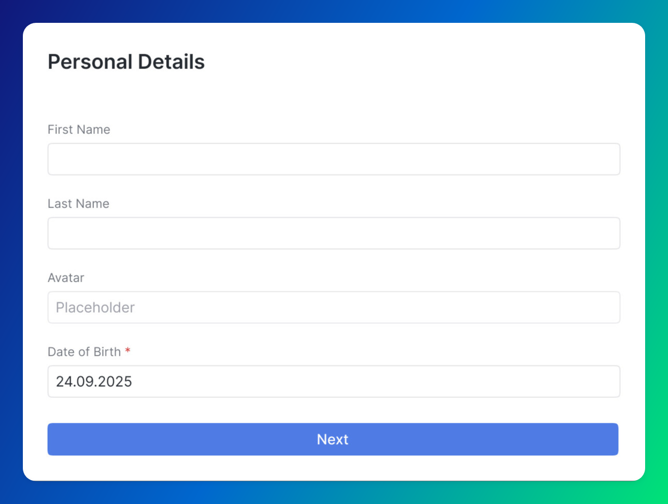 Progressive profiling setup interface