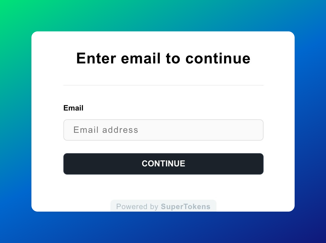 Email authentication form
