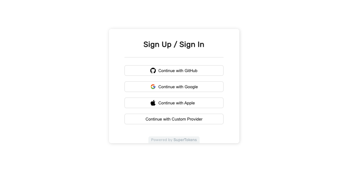 Sign in form UI for social login