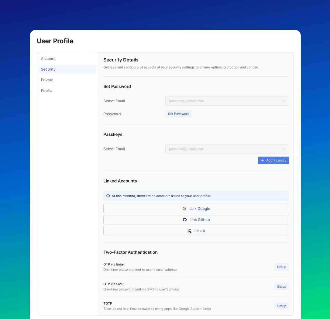 Progressive profiling setup interface
