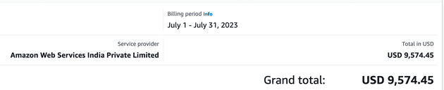 SuperTokens AWS bill for July