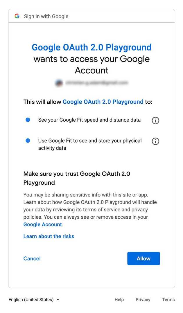 oauth screen