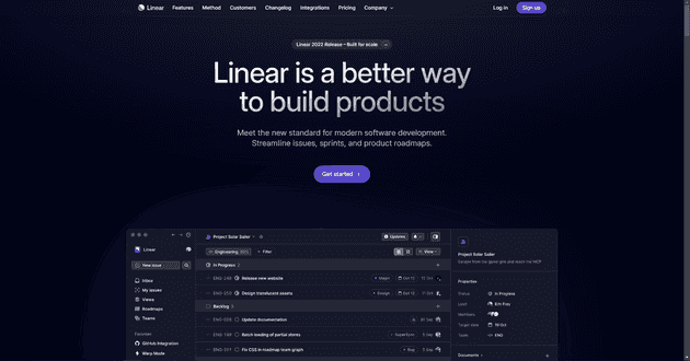 Linear homepage