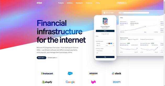 Stripe homepage