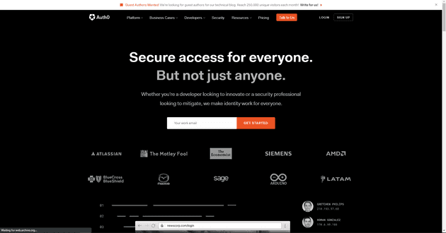 Auth0 old homepage
