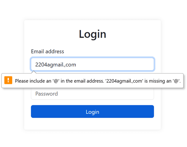 email error login form