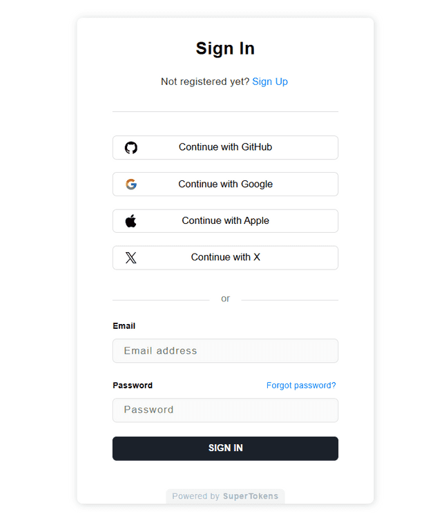 login form