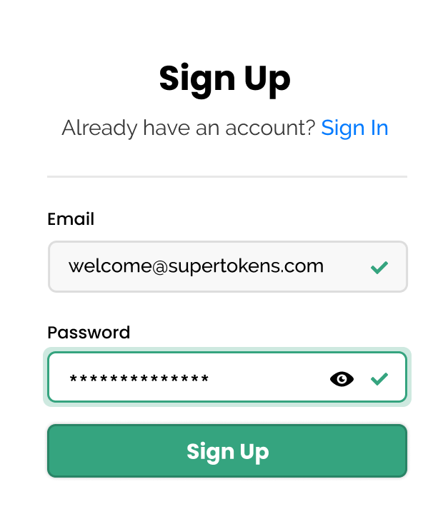 Email Password Recipe by SuperTokens